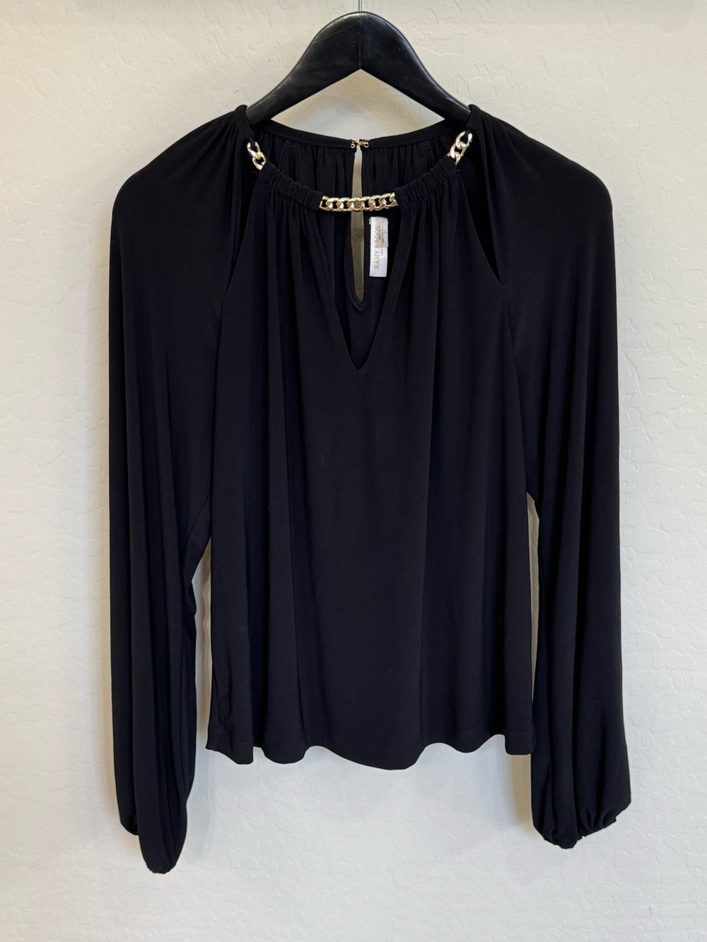 Ramy Brook Black Varinda Chain Keyhole Cutout Blouse Size M